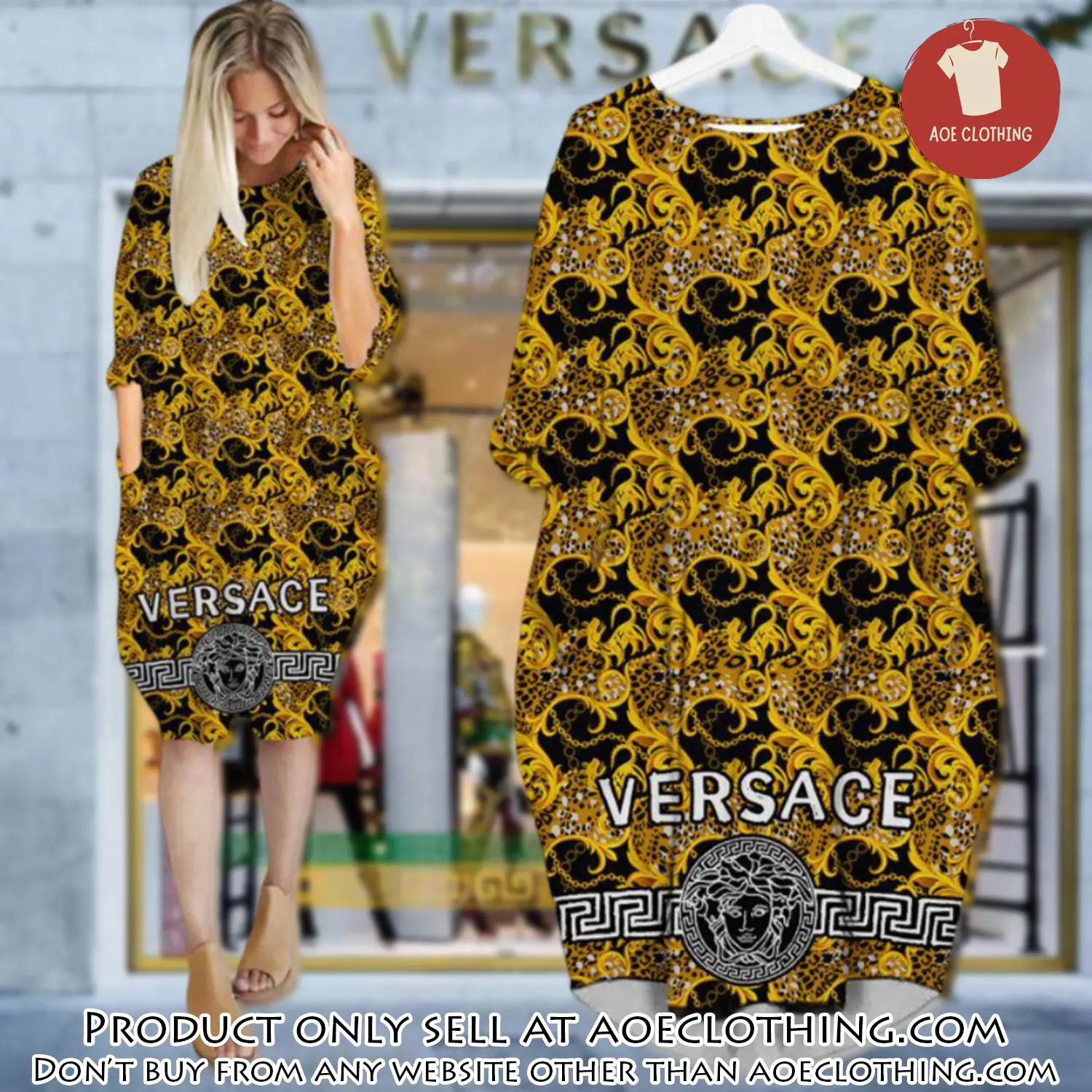 Gianni versace gold batwing pocket dress luxury brand for women pd061 aoe1837791